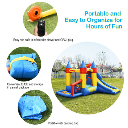 Inflatable Bounce House with Basketball Rim and 780W Blower