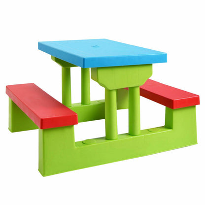 Kids Picnic Folding Table and Bench Set with Umbrella