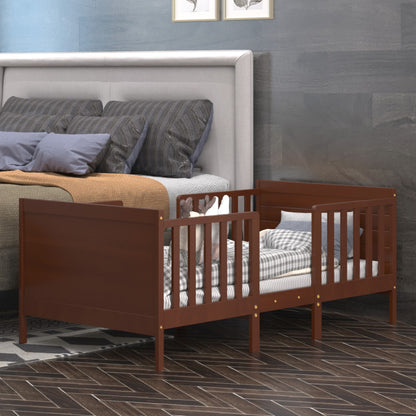 2-in-1 Convertible Toddler Bed with Four Guardrails