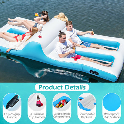 Floating 4-Person Inflatable Lounge Raft with 130W Electric Air