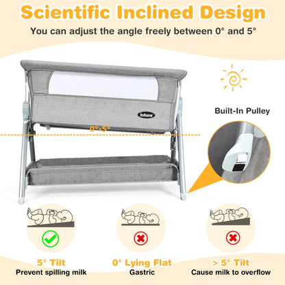 Adjustable Baby Bedside Crib with Large Storage