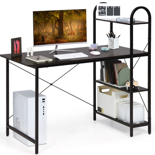 4-tier Bookshelf and Reversible Computer Desk for Home and Office