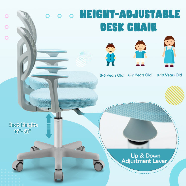 Adjustable Desk Chair with Auto-Brake Casters for Kids