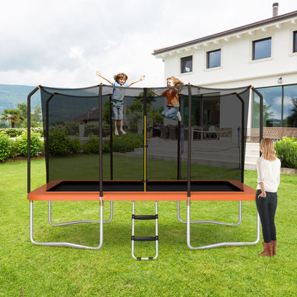 8 x 14' Rectangular Recreational Trampoline with Safety Enclosure Net and Ladder