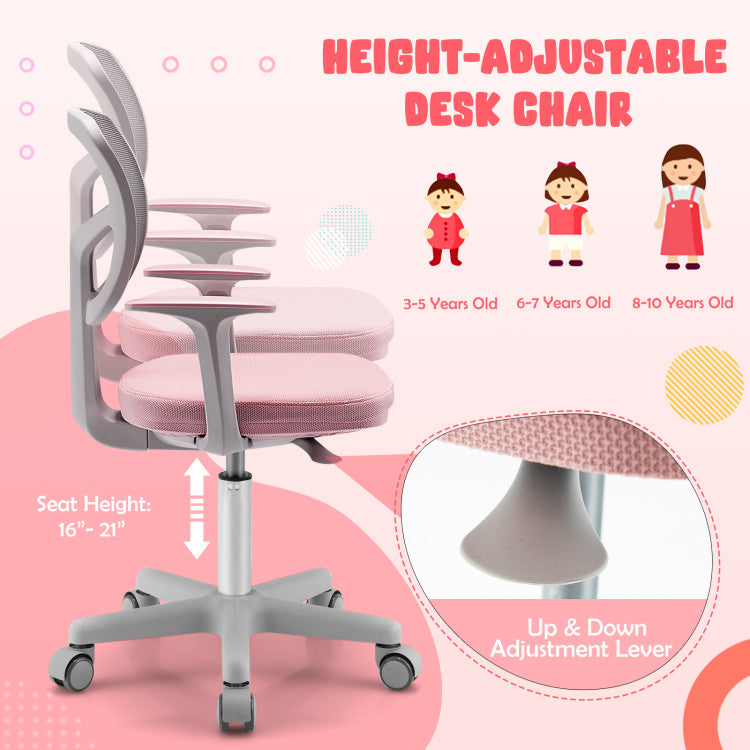 Adjustable Desk Chair with Auto-Brake Casters for Kids