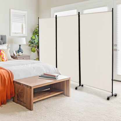 3-Panel Folding Room Divider with Lockable Wheels