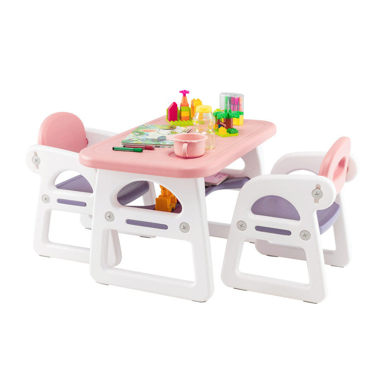 Kids Table and Chair Set with Building Blocks