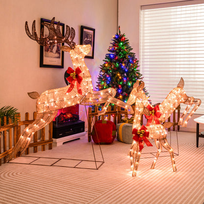 3 Pieces Lighted Christmas Reindeer Family Set with 255 Lights