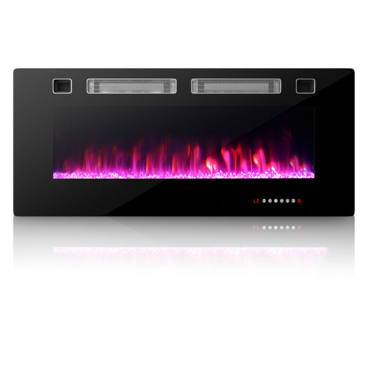 Ultra-Thin Electric Fireplace with Decorative Crystals