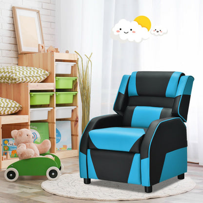 Kids Youth PU Leather Gaming Sofa Recliner with Headrest and Footrest