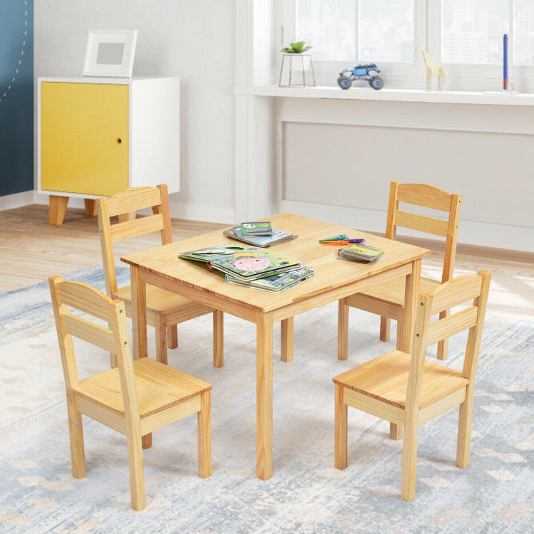 Kids 5-Piece Wooden Table and Chair Set