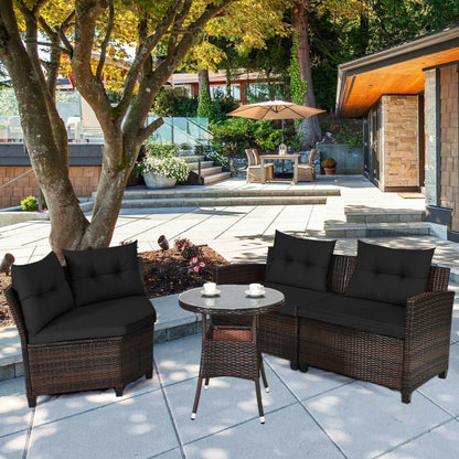 4 Piece Outdoor Cushioned Rattan Furniture Set