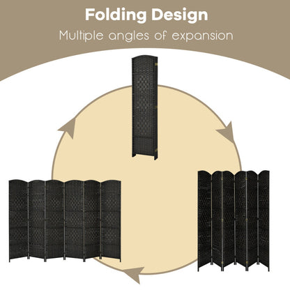 6-Feet 6-Panel Weave Folding Fiber Room Divider Screen