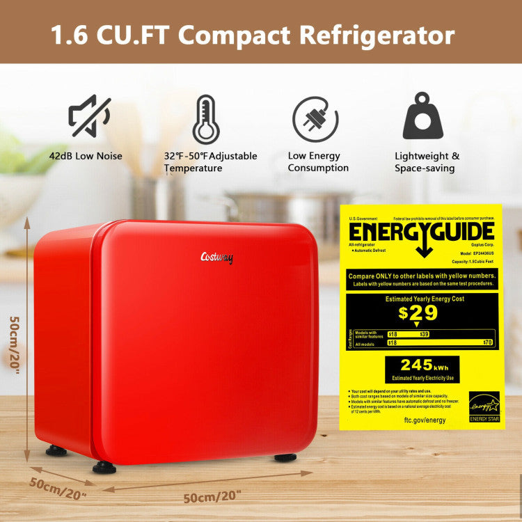 1.6 Cubic Feet Compact Refrigerator with Reversible Door