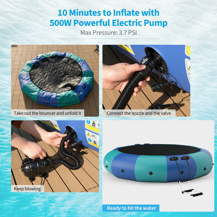 15-Feet Inflatable Splash Padded Water Bouncer Trampoline