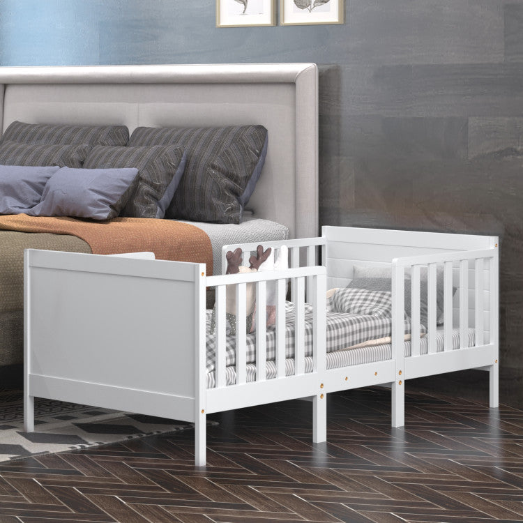 2-in-1 Convertible Toddler Bed with Four Guardrails