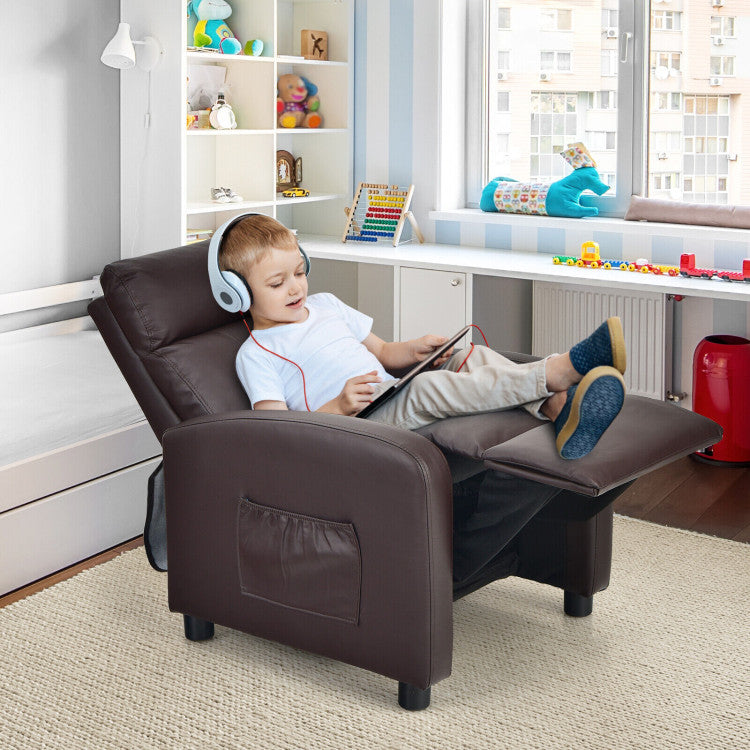 Ergonomic PU Leather Kids Recliner Lounge Sofa for the 3–12 Age Group