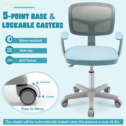 Adjustable Desk Chair with Auto-Brake Casters for Kids