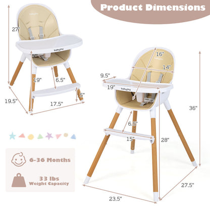 4-in-1 Convertible Baby High Chair Infant Feeding Chair with Adjustable Tray