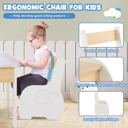 4-in-1 Wooden Activity Kids Table and Chairs with Storage and Detachable Blackboard