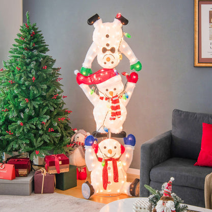 5.6 Ft-Lighted Stacked Snowmen Christmas Decoration