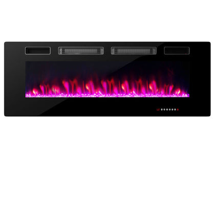 Ultra-Thin Electric Fireplace with Decorative Crystals