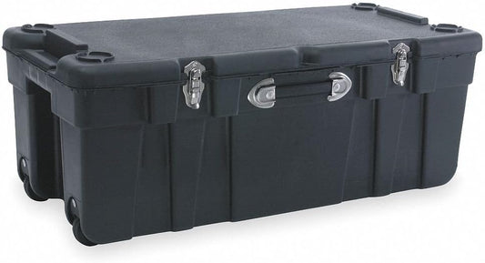 J TERENCE THOMPSON Storage Trunk - Black, Polypropylene, Steel Hinge, Mobile Tool Box, Stackable, Plastic Body, Rectangular, 37in L,17-1/2in W, 14in H