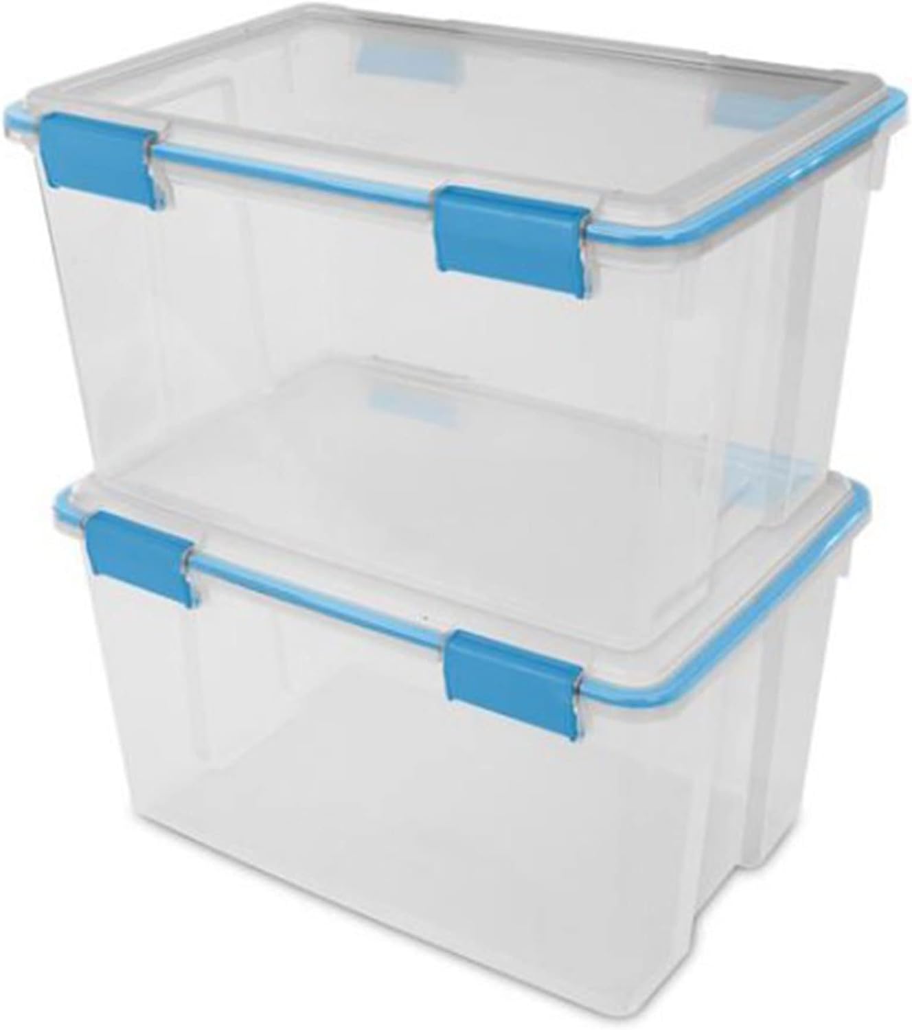 Sterilite Storage Tote, Clear, Polypropylene - 13.5 Gallon Volume Capacity, Blue/Clear Lid, Rectangular, Latches, 36 packs, 22.5 L x 16" W x 13.5" H