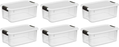 Sterilite Storage Tote - Polypropylene, 4.5 gal Volume Capacity, Ultra Storage Box, Clear Body & White Lid, 6 packs, 18 1/8in L, 12 1/4in W, 7in H