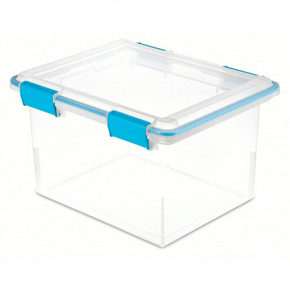 Storage Tote, Clear, Polypropylene, 18 1/2 in L, 14 7/8 in W, 11 1/8 in H, 8 gal Volume Capacity