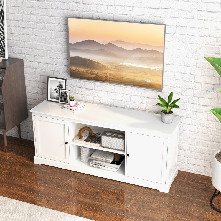 58-inch TV Stand with 2 Cabinets and Adjustable Shelves