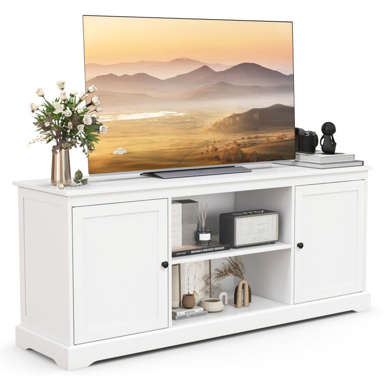 58-inch TV Stand with 2 Cabinets and Adjustable Shelves
