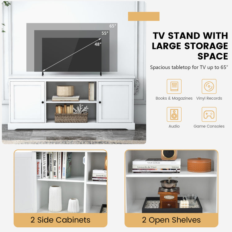 58-inch TV Stand with 2 Cabinets and Adjustable Shelves