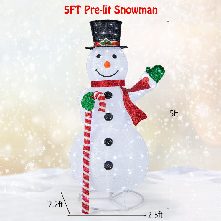 5-Feet Pop-Up Christmas Snowman with 180 LED Lights