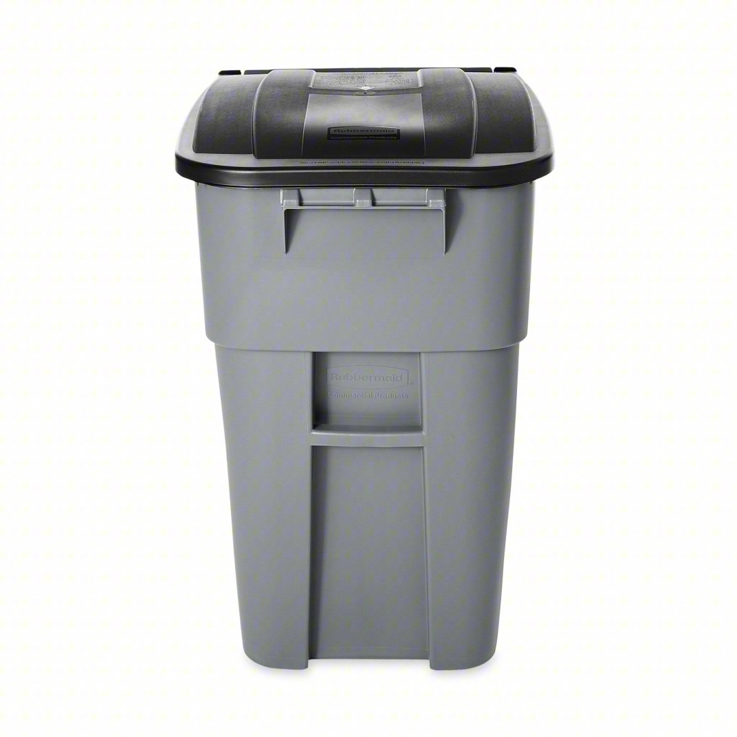 50 Gal HDPE Rectangular Trash Can, Gray