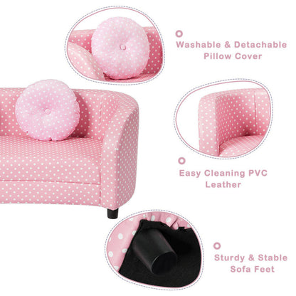 2-Seat Kid's Sofa Armrest Chair with Two Cloth Pillows