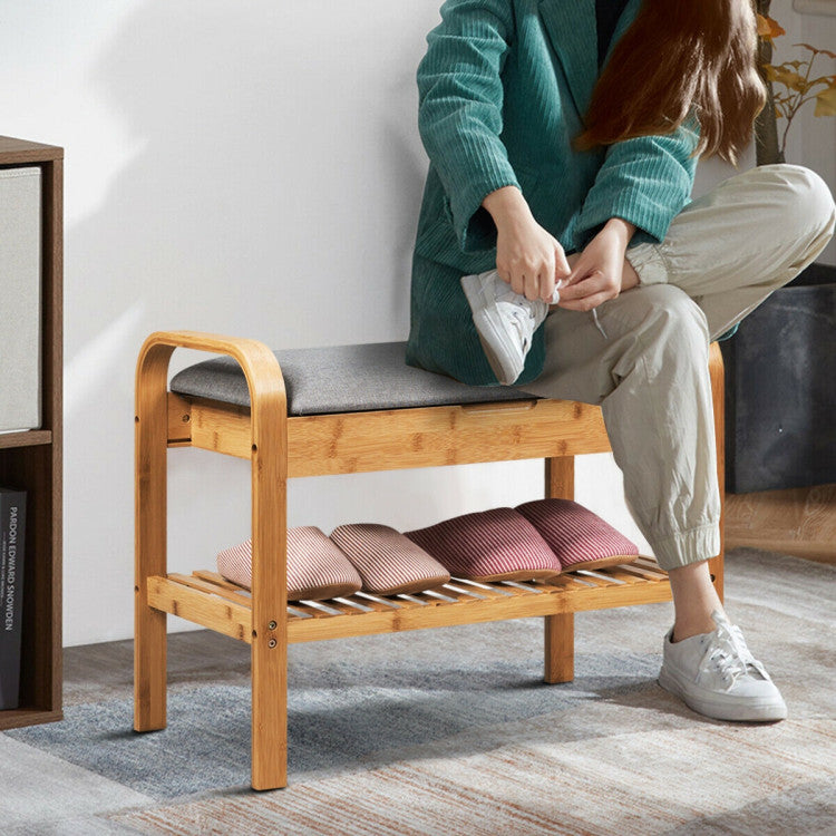 Shoe Rack Bench with Storage Shelf