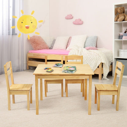 Kids 5-Piece Wooden Table and Chair Set