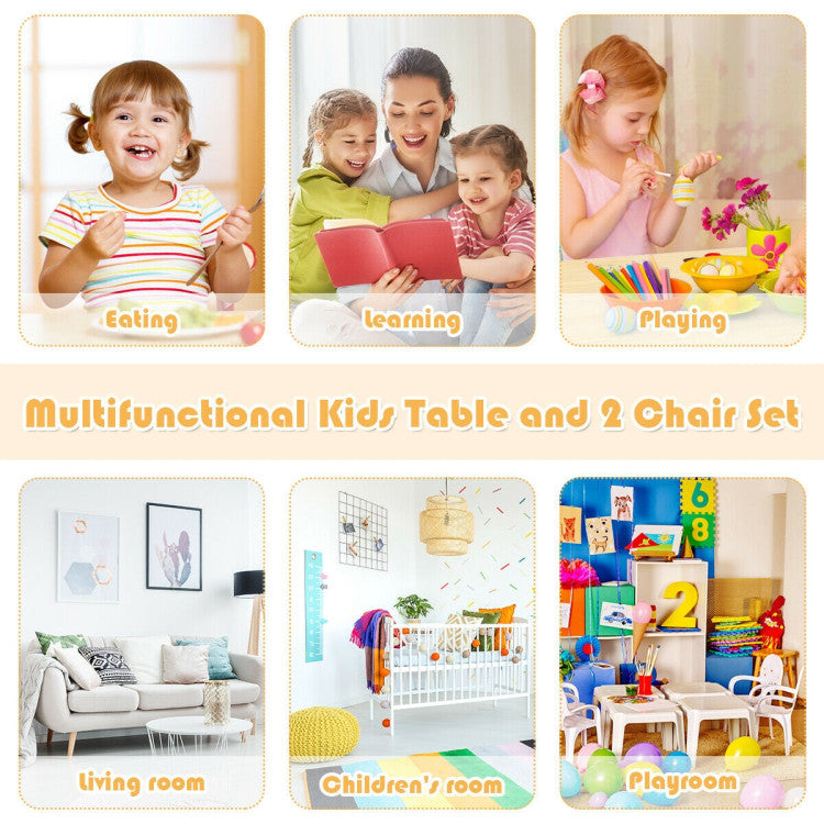 Kids Wooden Table and 2 Chairs Set