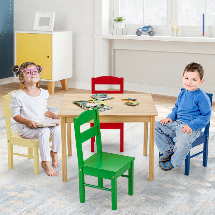 Kids 5-Piece Wooden Table and Chair Set