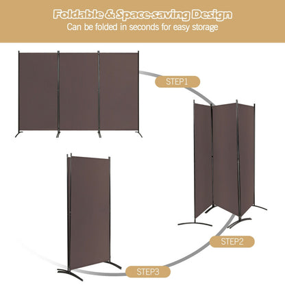 6 Feet 3 Panel Room Divider with Durable Hinges and Steel Base