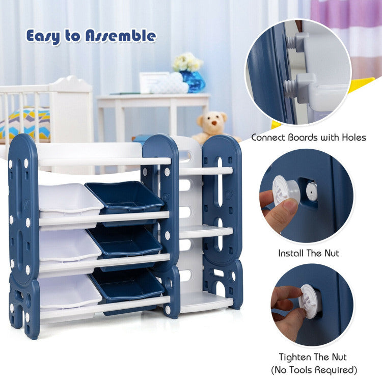 Kids Toy Storage Organizer with Bins and Multi-Layer Shelf for Bedroom Playroom