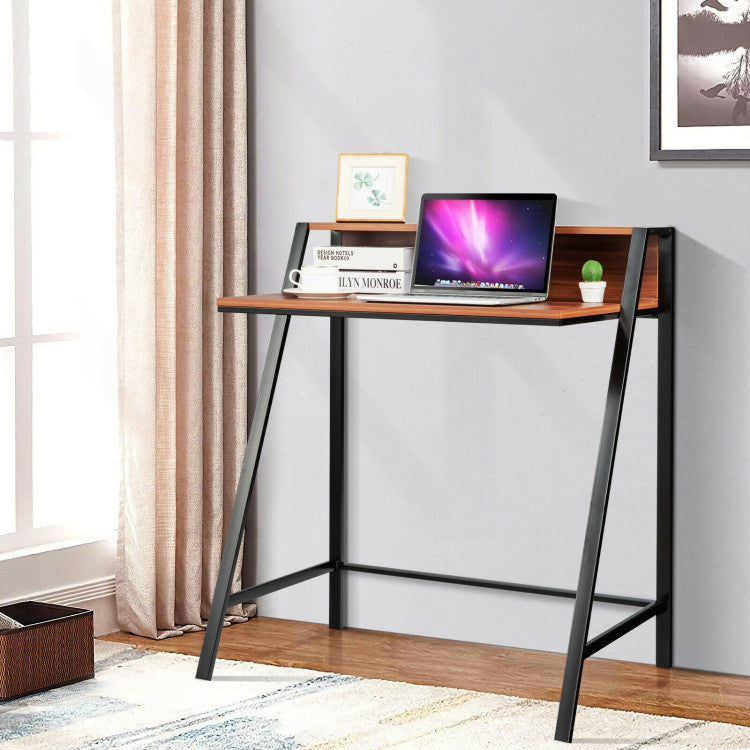 2 Tier Small Computer Desk with Sturdy Frame for Small Place