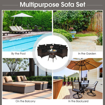 4 Piece Outdoor Cushioned Rattan Furniture Set