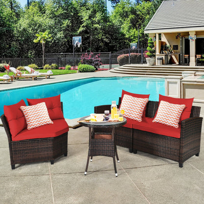 4 Piece Outdoor Cushioned Rattan Furniture Set