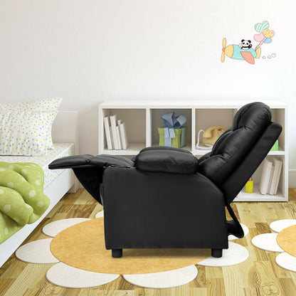 Kids PU Leather/Velvet Fabric Kids Recliner Chair with Cup Holders