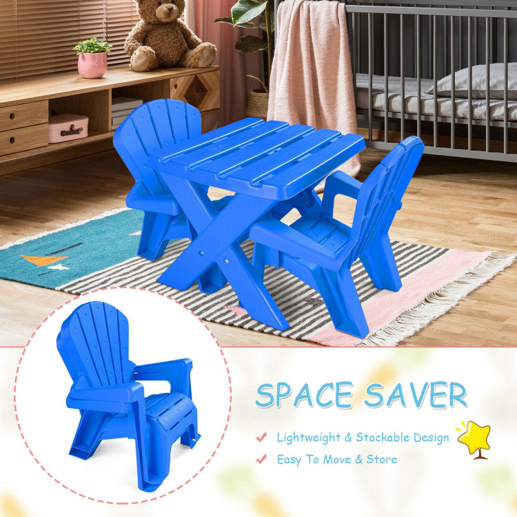 3-Piece Plastic Children's Play Table Chair Set