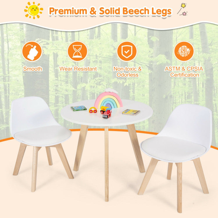 Modern Kids Activity Play Table and 2 Chairs Set with Beech Leg Cushion