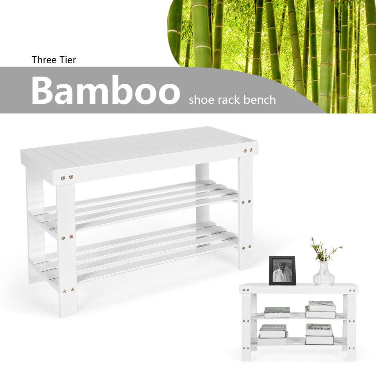 3-Tier Bamboo Shoe Rack Bench