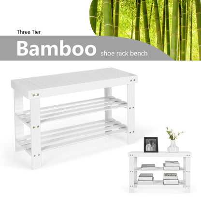 3-Tier Bamboo Shoe Rack Bench